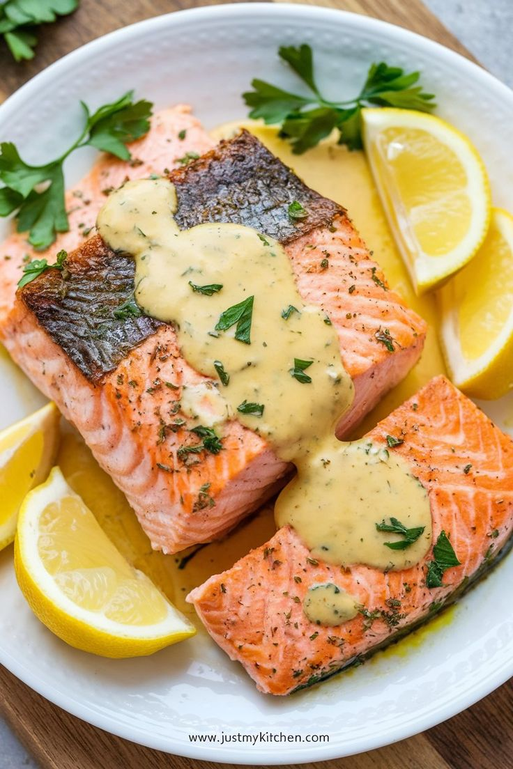 Pan-Seared Salmon with Garlic Butter Sauce – Oliva Dorado